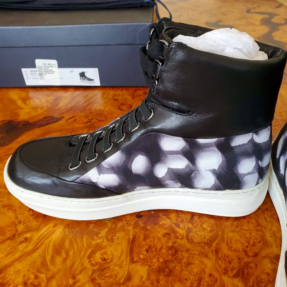 Nwt Jil Sander Black Leather Lace-Up Ankle Sneaker